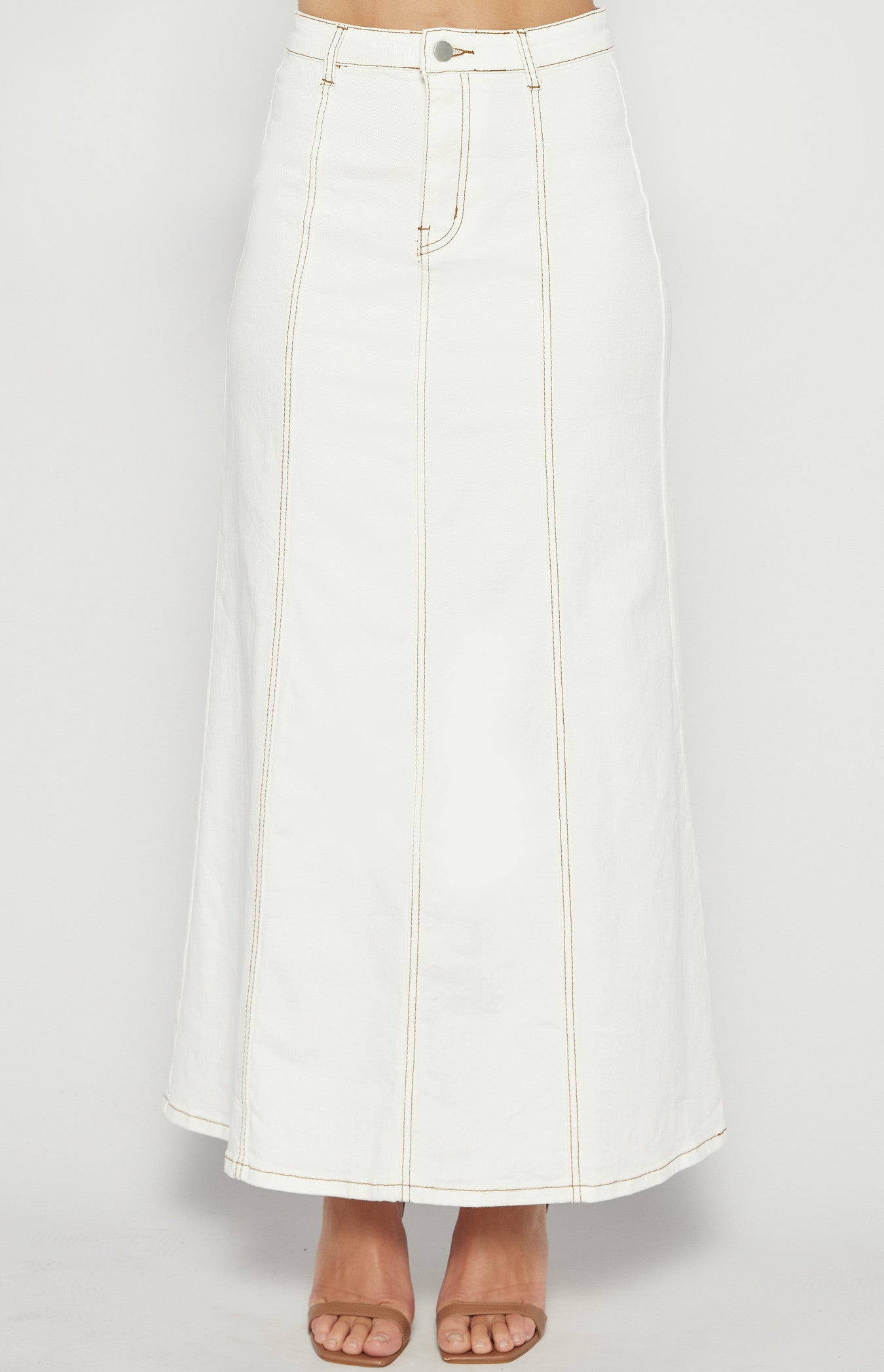 Delaney Denim Maxi Skirt White