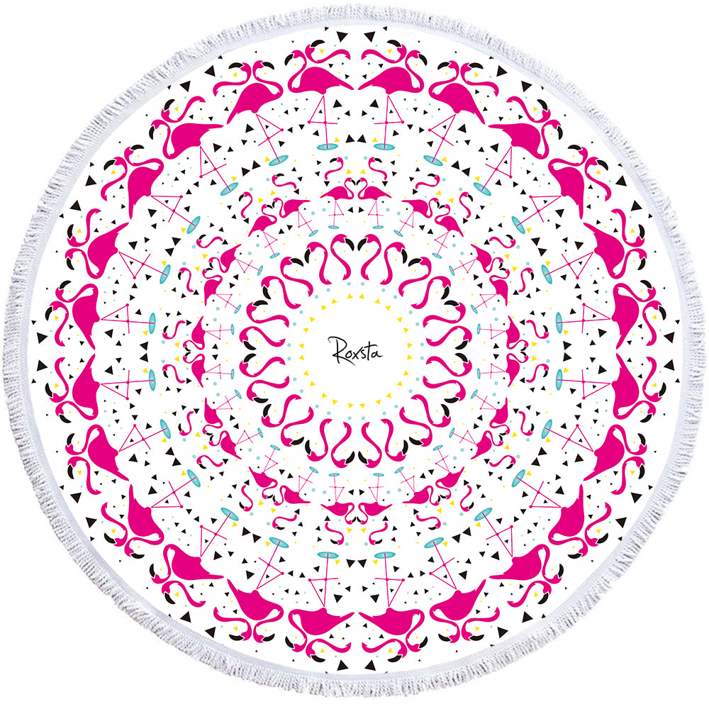 Flamingo Frenzy Round Towel