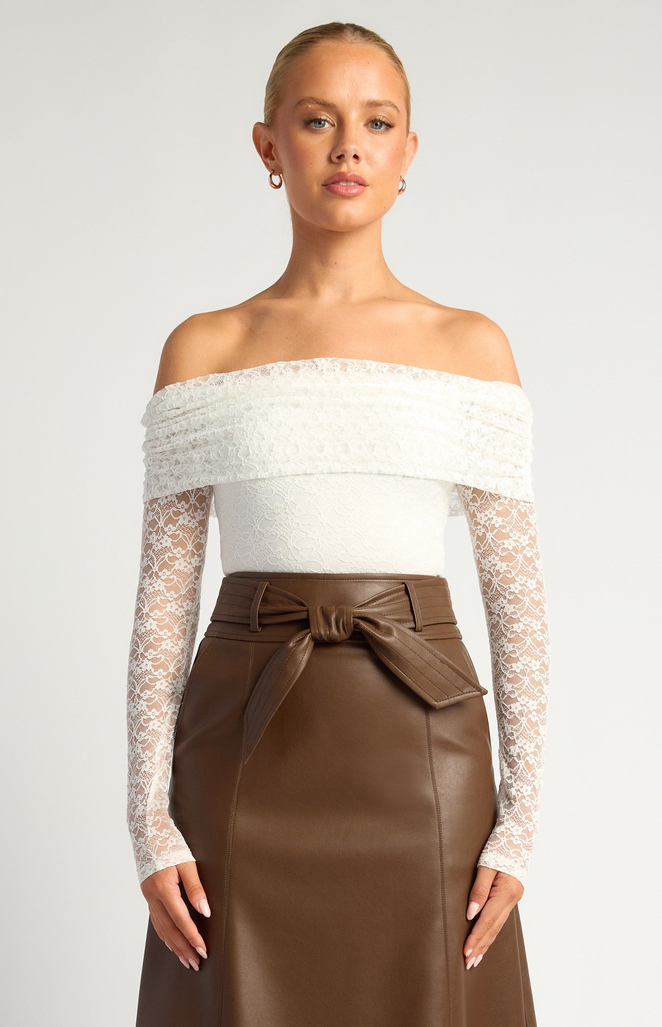 Candice Long Sleeve Bodysuit in White