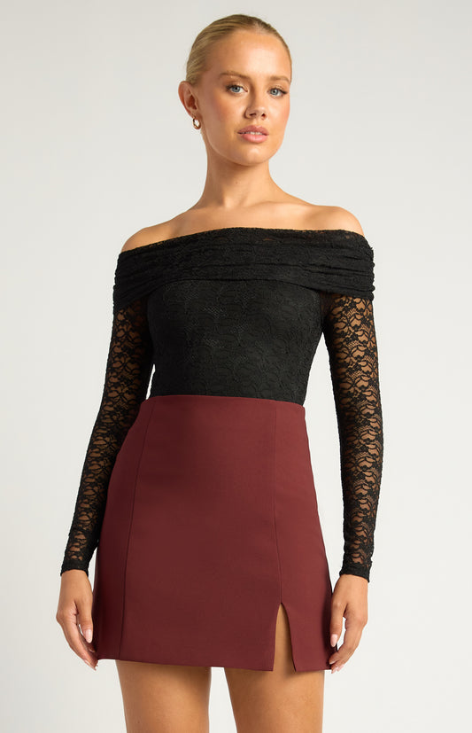 Candice Lace Long Sleeve Bodysuit Black