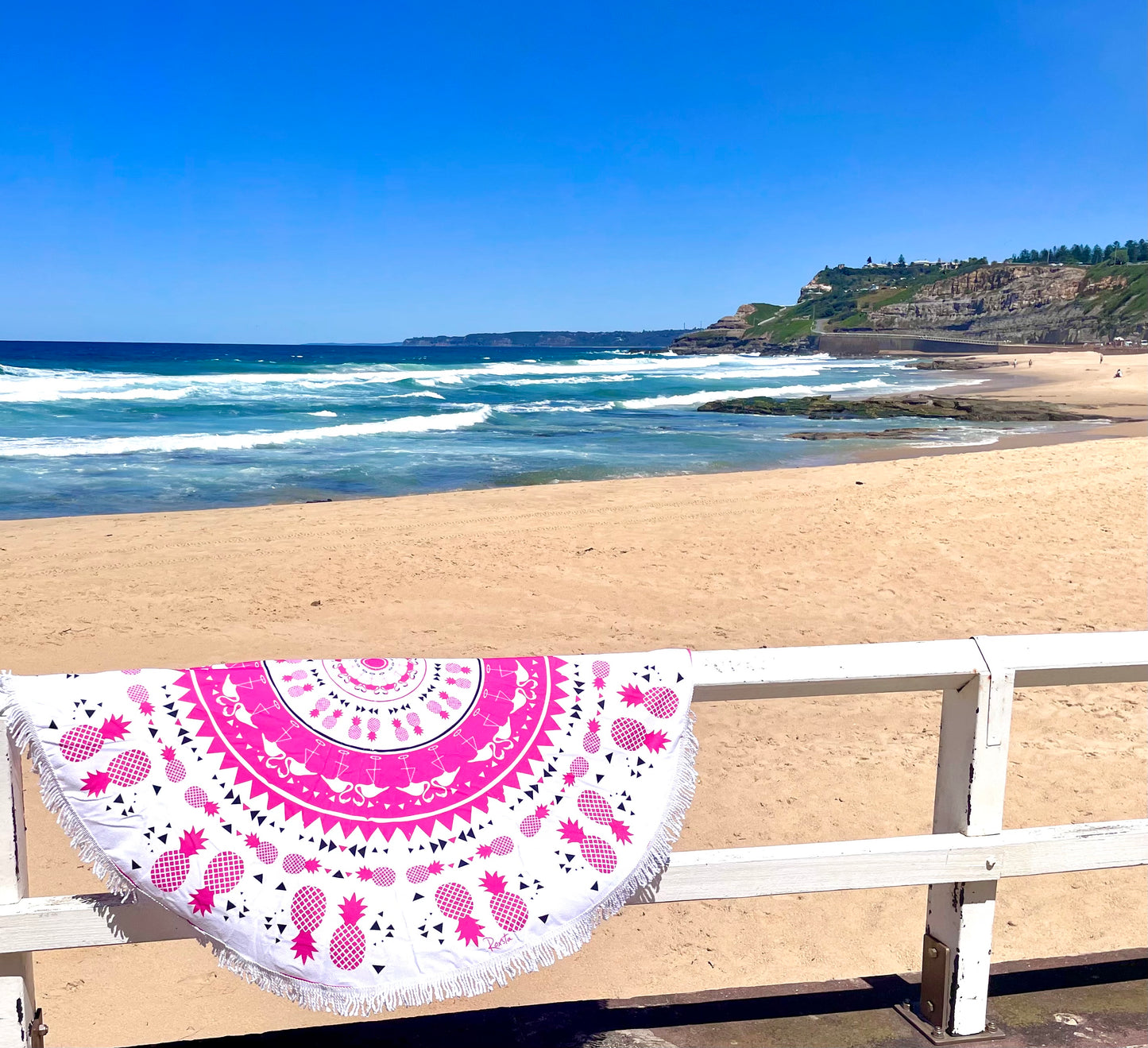 In A Pink Fit Round Towel
