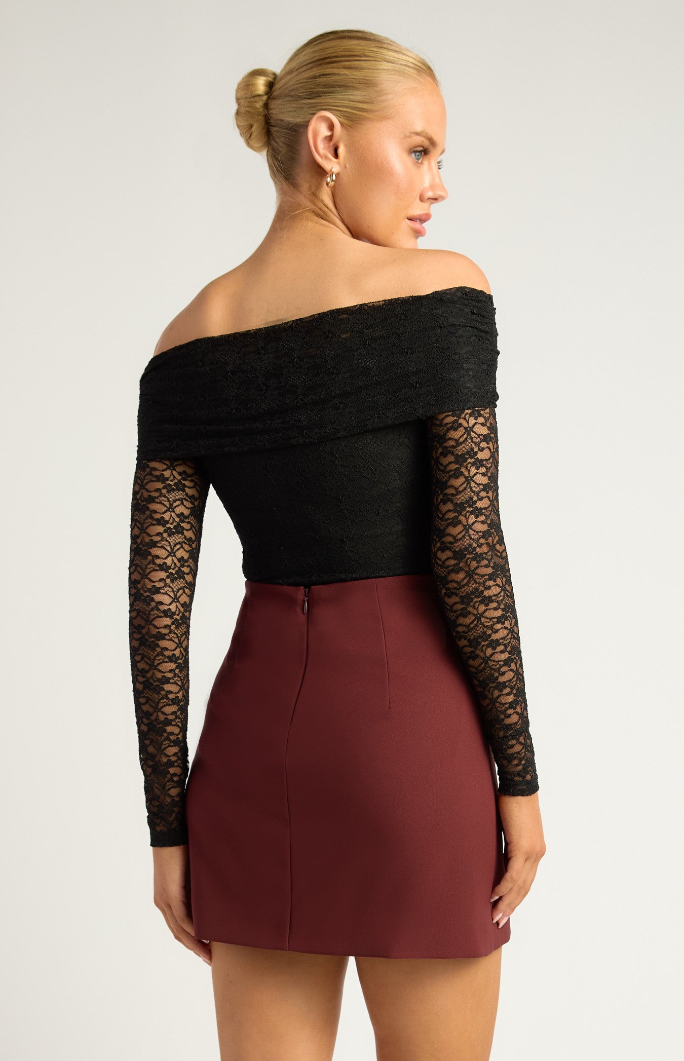 Candice Lace Long Sleeve Bodysuit Black