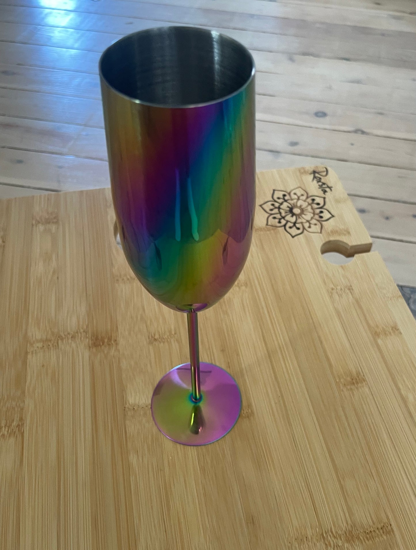 Stainless Steel Sparkling Wine Flute Rainbow Set of 2