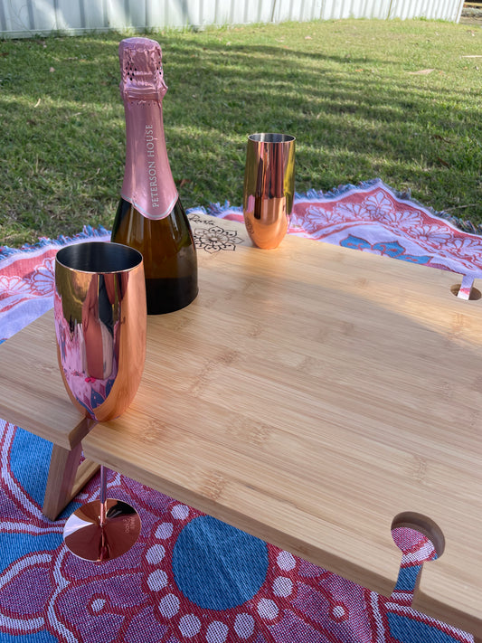 Stainless Steel Sparkling Wine Flute Set of 2 Rose Gold