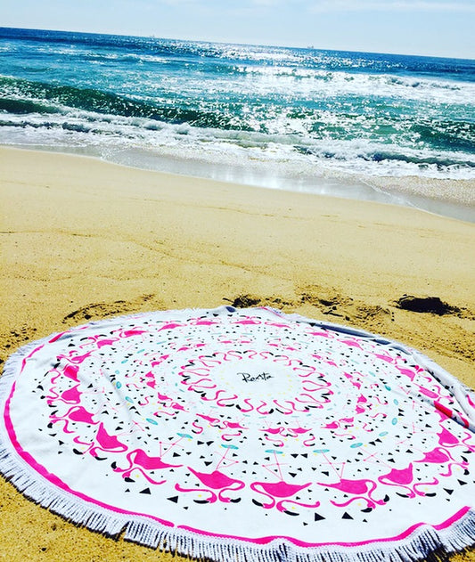 Flamingo Frenzy Round Towel