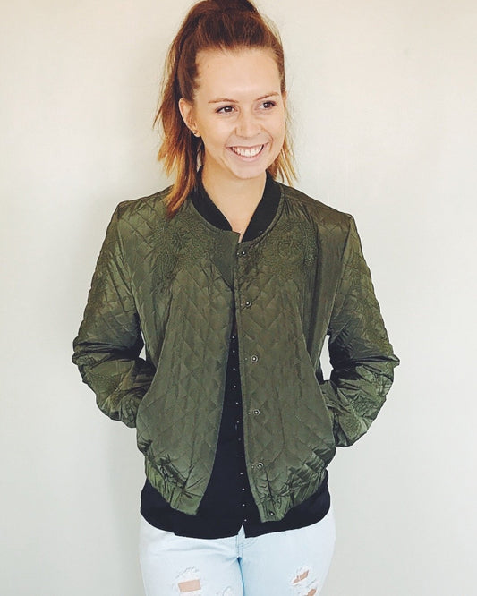 Bombed Out Khaki Bomber Jacket
